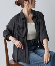 エステルワッシャー袖リブシャツ
