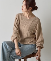 前後2WAYケーブルカノコニットプルオーバー