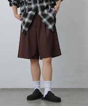 【セットアップ対応】ウールライクハーフパンツ
