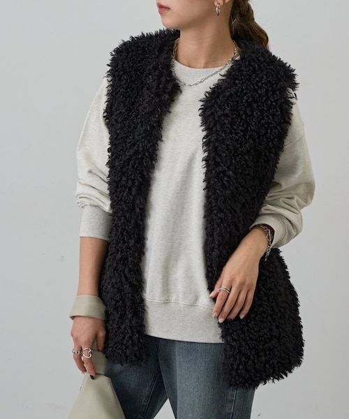 セオリーフェイクファーベスト 2419A セオリー エコファーベスト