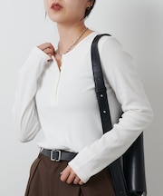 【WEB限定】ヘンリーネックテレコロングスリーブTee