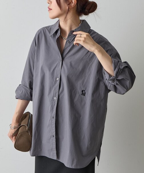 刺繍ロゴコットンシャツ