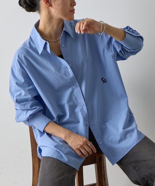 刺繍ロゴコットンシャツ