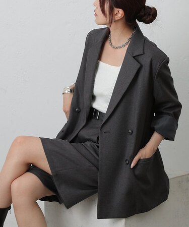 【セットアップ対応】ウールライクオーバーテーラードジャケット