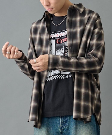 シルキーオンブレチェックシャツ