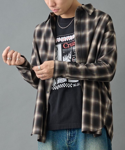 シルキーオンブレチェックシャツ