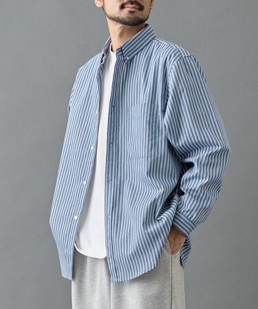 ジャガードストライプボタンダウンシャツ