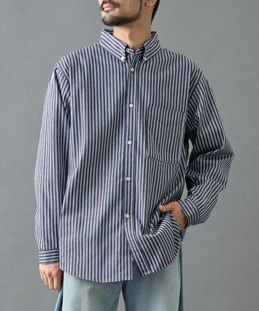 ジャガードストライプボタンダウンシャツ