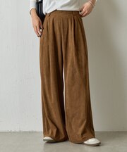 【セットアップ対応】フェイクスエード2タックワイドパンツ