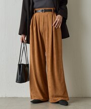 【セットアップ対応】フェイクスエード2タックワイドパンツ