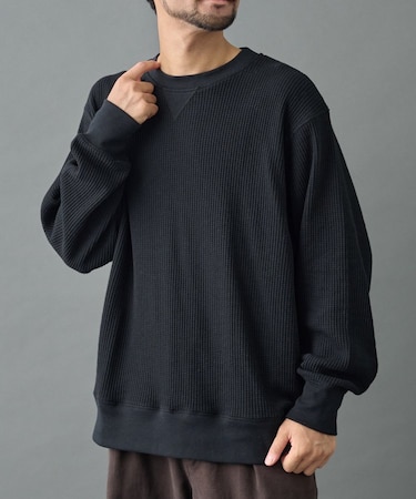 ワッフルクルーネック