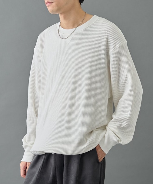ワッフルクルーネック