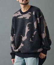 マップエンボスジャガードニット