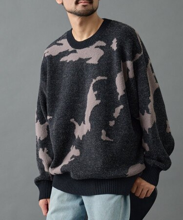 マップエンボスジャガードニット