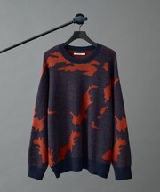 マップエンボスジャガードニット