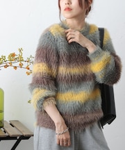 グラデーションフェザーニット