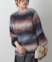 グラデーションフェザーニット