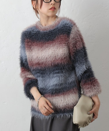 グラデーションフェザーニット