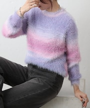 グラデーションフェザーニット