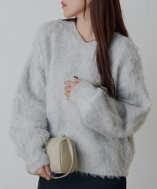 【リバイバル/２WAY】モヘアタッチニットプルオーバー