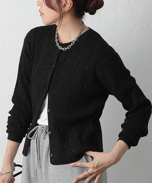 ラメミニケーブルカーディガン