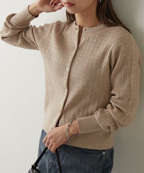 ラメミニケーブルカーディガン