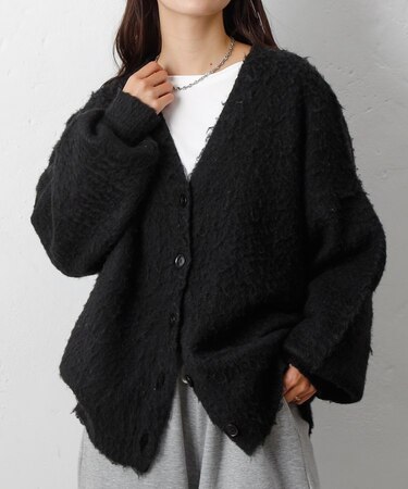 モヘアタッチカーディガン