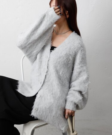 モヘアタッチカーディガン