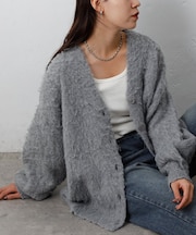 モヘアタッチカーディガン