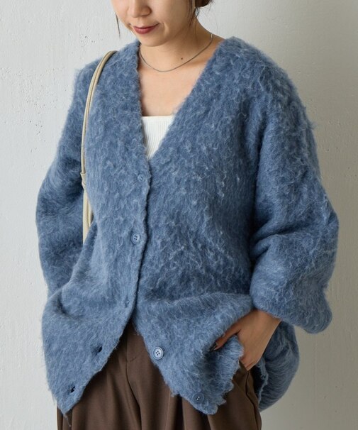 モヘアタッチカーディガン