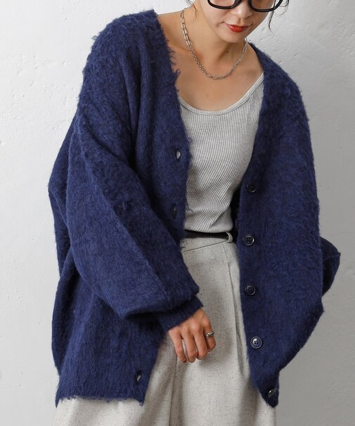 モヘアタッチカーディガン