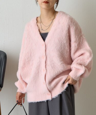 モヘアタッチカーディガン