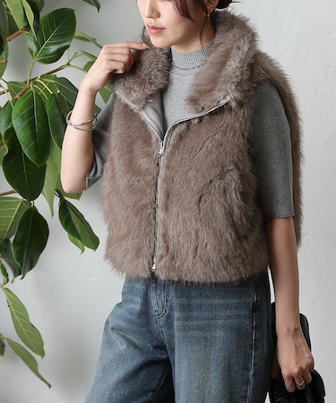 ミックスシープファーZIPベスト