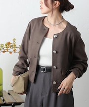 スエードポンチノーカラージャケット