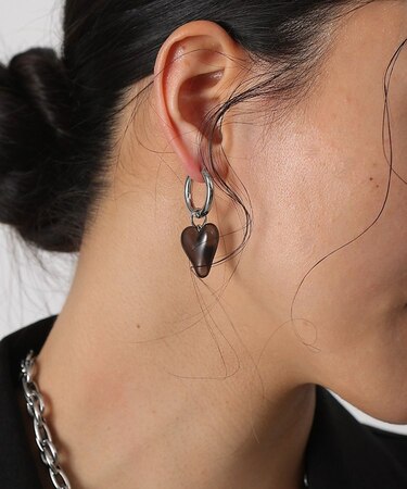 2WAYハートワンタッチピアス