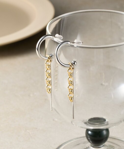 アンカーフープチェーンピアス