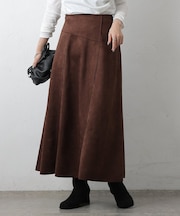 スエードポンチ切替フレアスカート