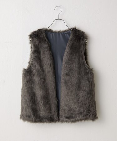 【リバイバル】ロングフェイクファーベスト