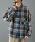 先染めチェック袖ギャザーBIGシャツ
