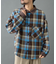 先染めチェック袖ギャザーBIGシャツ