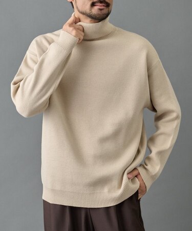 リサイクルポリタートルネックニット