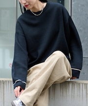 リサイクルポリライン配色クルーニット