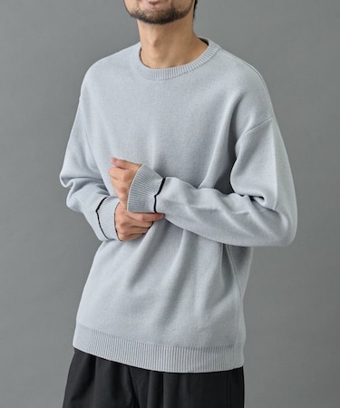 リサイクルポリライン配色クルーニット