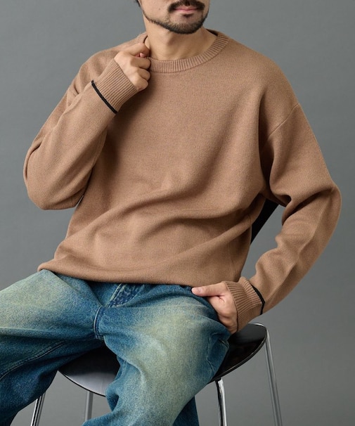 リサイクルポリライン配色クルーニット