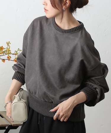 スエードポンチ袖ボリュームプルオーバー