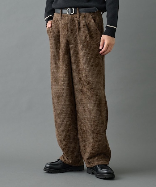 モールツイード2タックテーパードパンツ