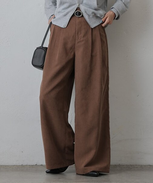ピーチ起毛2タックワイドパンツ