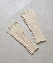 模様編みリブロング手袋