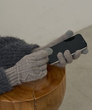 模様編みリブロング手袋