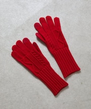 模様編みリブロング手袋